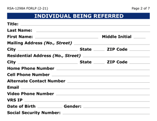 Form RSA-1298A-LP Referral Form (Large Print) - Arizona, Page 2