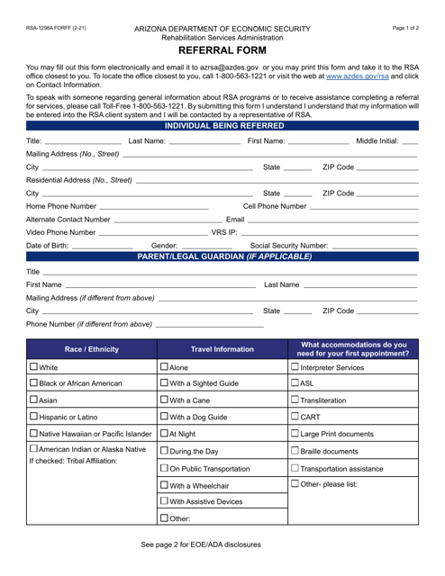 Form RSA-1298A  Printable Pdf