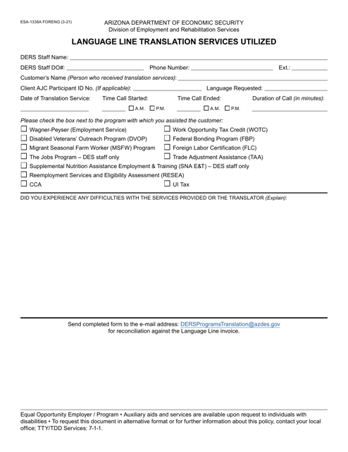 Form ESA-1338A  Printable Pdf