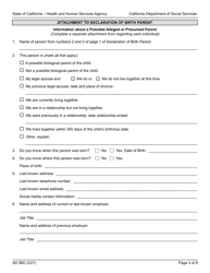 Form AD880 Declaration of Birth Parent - Agency and Independent Adoptions Program - California, Page 4
