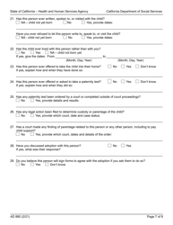 Form AD880 Declaration of Birth Parent - Agency and Independent Adoptions Program - California, Page 7