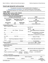 Form TLR9163G Trustline Registry Application - California
