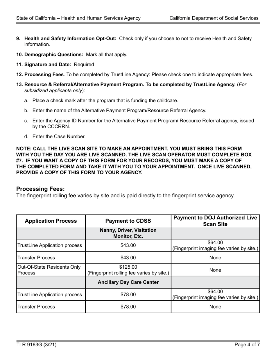 Form TLR9163G Trustline Registry Application - California, Page 4