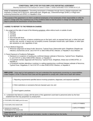 Document preview: DD Form 2971 Conditional Employee or Food Employee Reporting Agreement