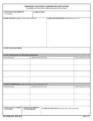 Document preview: DD Form 2975 Temporary Food Event Coordinator's Application