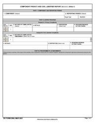 Document preview: DD Form 2984 Component Privacy and Civil Liberties Report