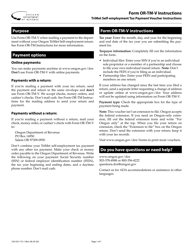 Document preview: Instructions for Form OR-TM-V, 150-555-172 Trimet Self-employment Tax Payment Voucher - Oregon