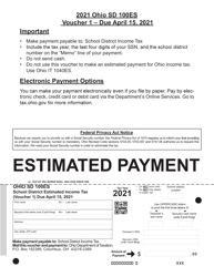 Form SD100ES School District Estimated Income Tax Voucher - Ohio