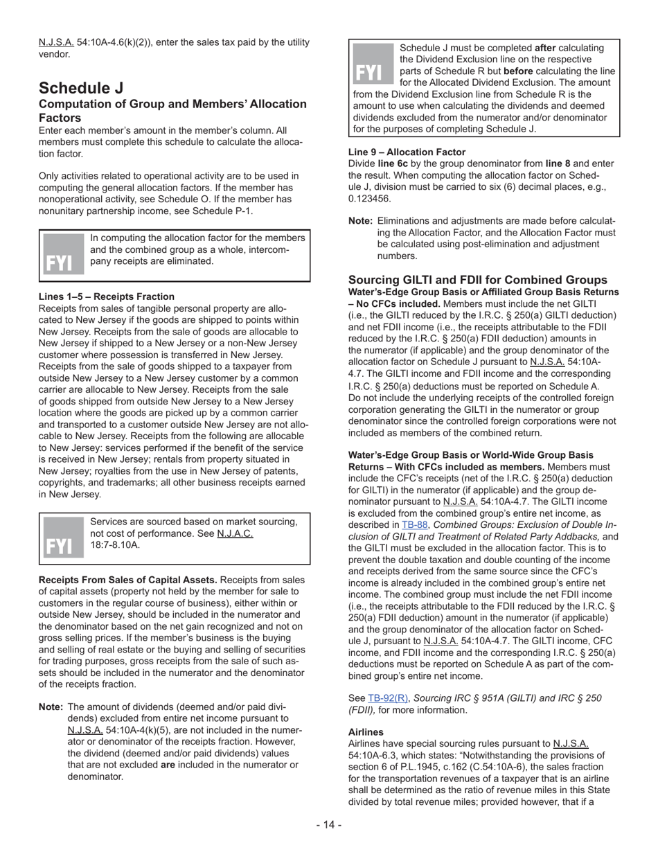 Instructions for Form CBT-100U New Jersey Corporation Business Tax Unitary Return - New Jersey, Page 15