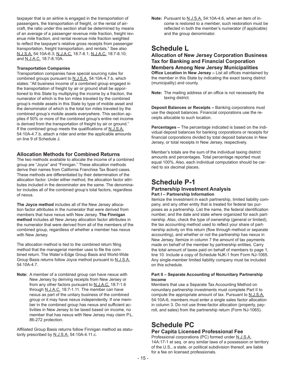 Instructions for Form CBT-100U New Jersey Corporation Business Tax Unitary Return - New Jersey, Page 16