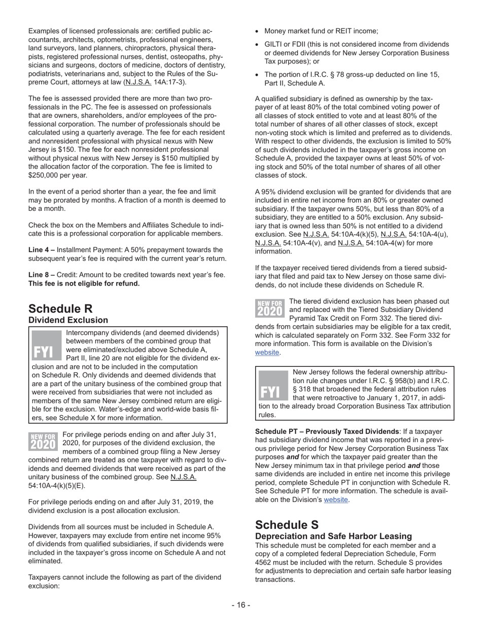Instructions for Form CBT-100U New Jersey Corporation Business Tax Unitary Return - New Jersey, Page 17