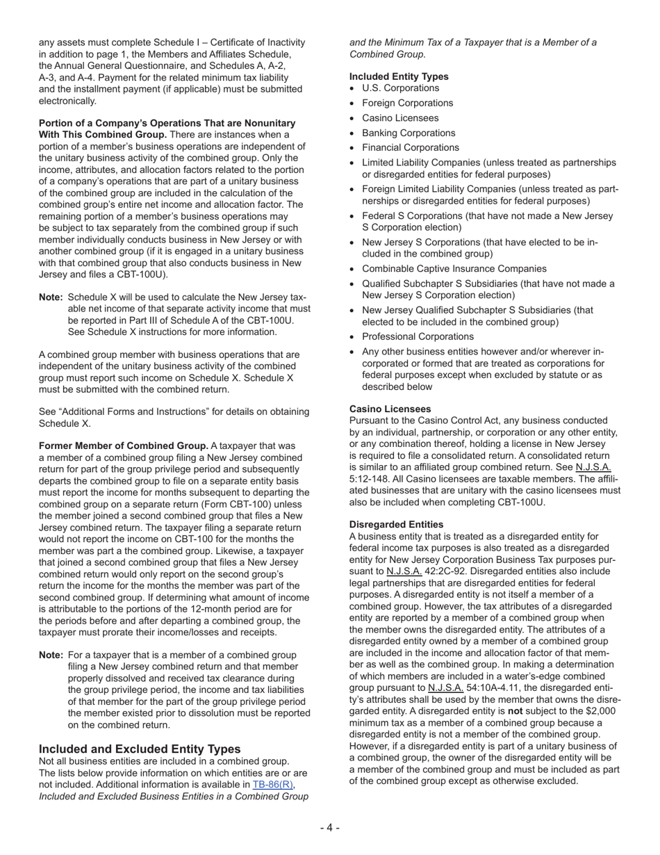 Instructions for Form CBT-100U New Jersey Corporation Business Tax Unitary Return - New Jersey, Page 5