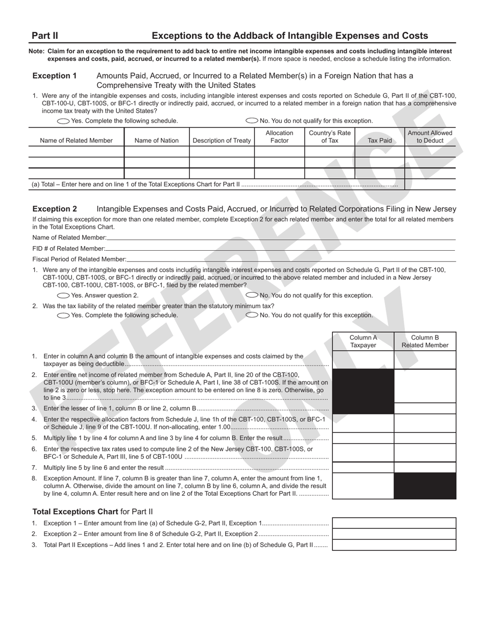 Schedule G-2 Claim for Exceptions to Disallowed Interest and Intangible Expenses and Costs - New Jersey, Page 3