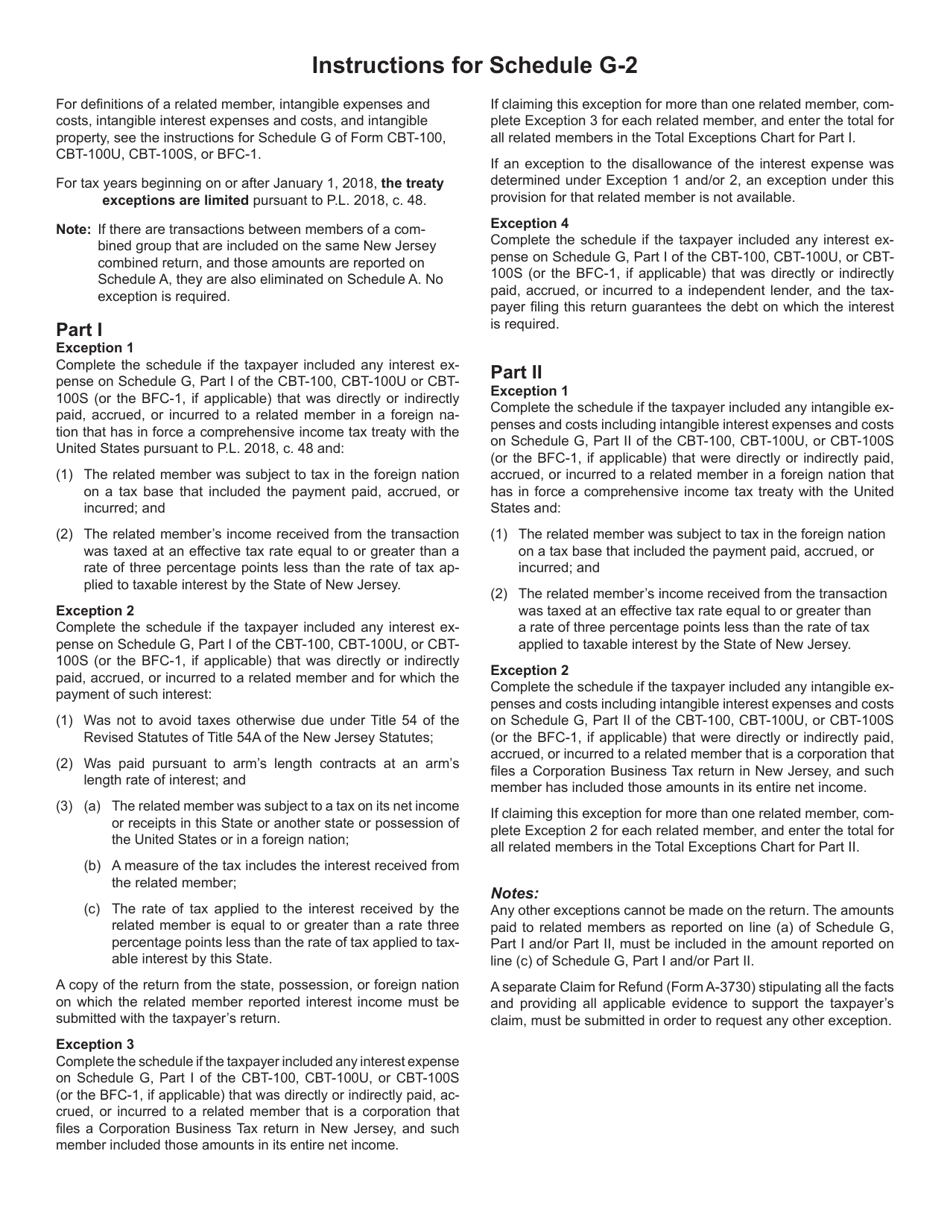 Schedule G-2 Claim for Exceptions to Disallowed Interest and Intangible Expenses and Costs - New Jersey, Page 4