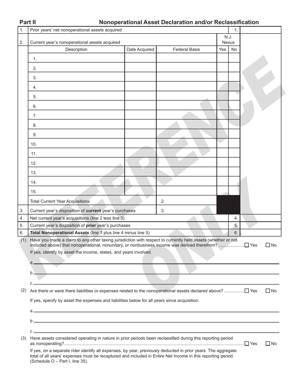 Schedule O Nonoperational Activity - New Jersey, Page 2