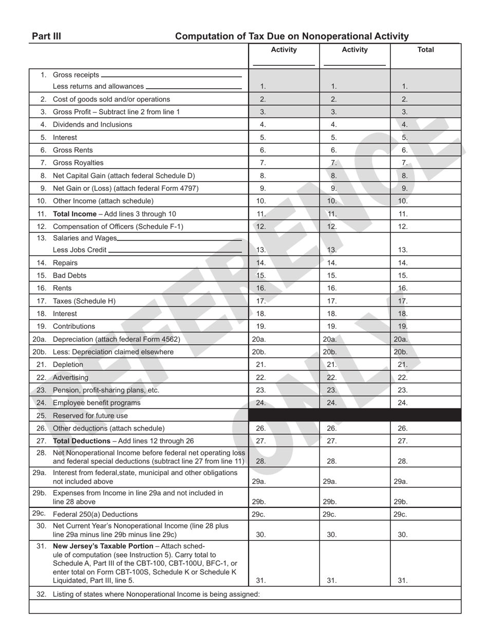 Schedule O Nonoperational Activity - New Jersey, Page 3