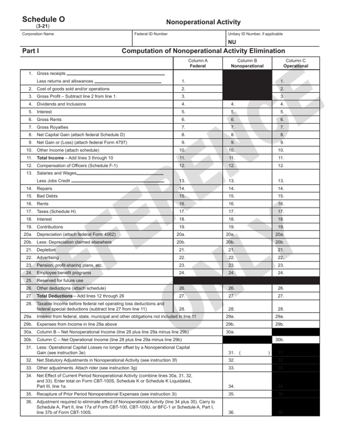 Schedule O  Printable Pdf