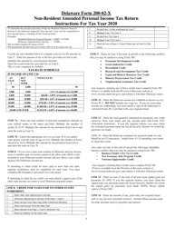 Instructions for Form 200-02-X Non-resident Amended Personal Income Tax Return - Delaware, Page 7