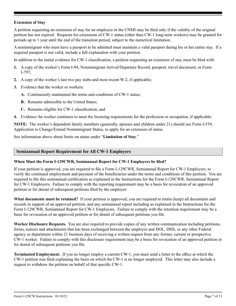 Instructions for USCIS Form I-129CW Petition for a CNMI-Only Nonimmigrant Transitional Worker, Page 7
