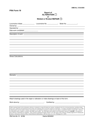 FRA Form 19 &quot;Report of Alteration or Welded or Riveted Repair&quot;