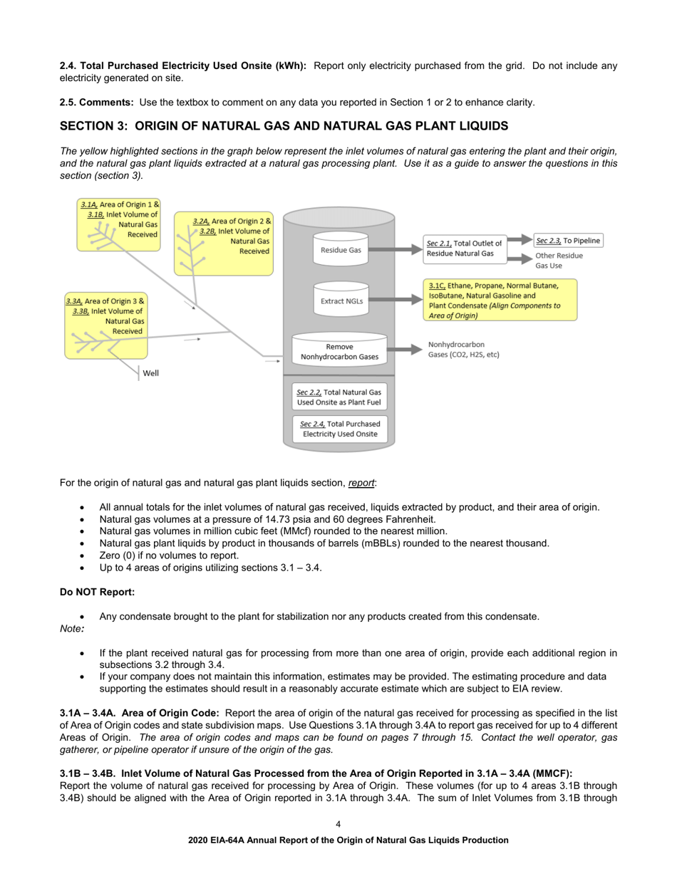 Instructions for Form EIA-64A Annual Report of the Origin of Natural Gas Liquids Production, Page 4