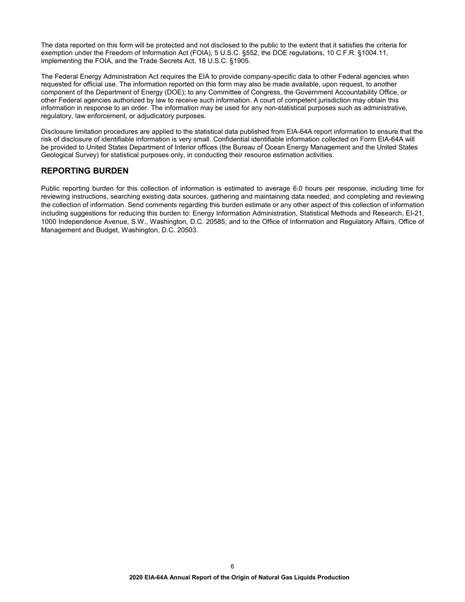 Instructions for Form EIA-64A Annual Report of the Origin of Natural Gas Liquids Production, Page 6