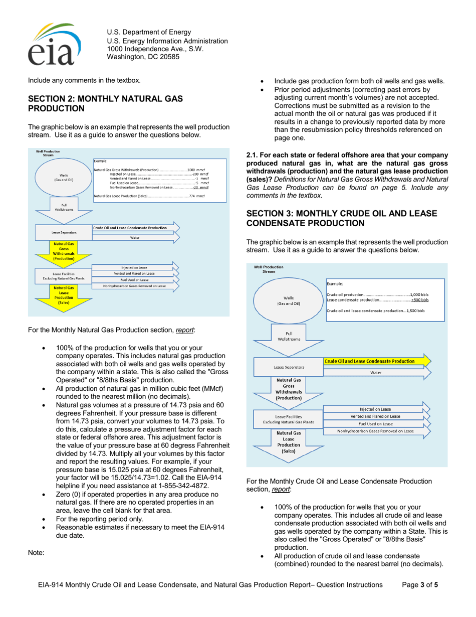 Instructions for Form EIA-914 Monthly Crude Oil and Lease Condensate, and Natural Gas Production Report, Page 3