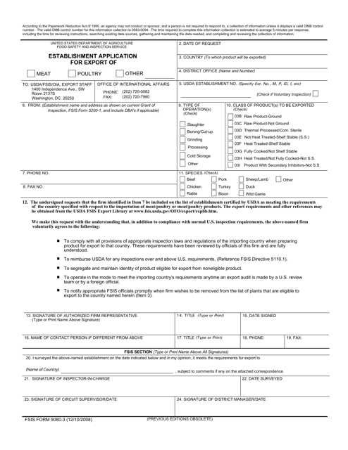 FSIS Form 9080-3  Printable Pdf