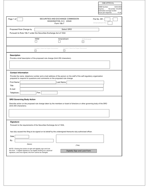 SEC Form 2450 (19B-7)  Printable Pdf