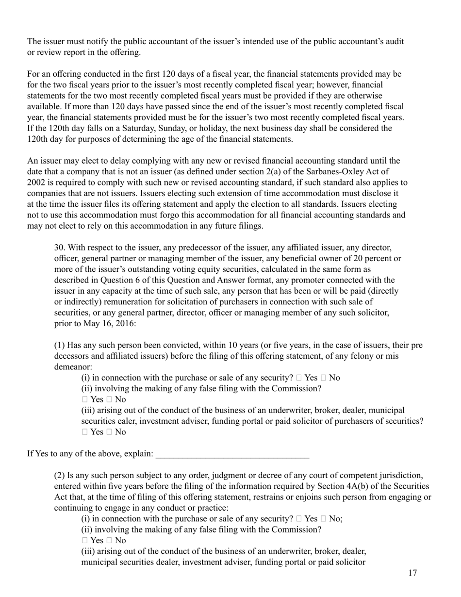 SEC Form 2930 (C) Form Under the Securities Act of 1933, Page 17