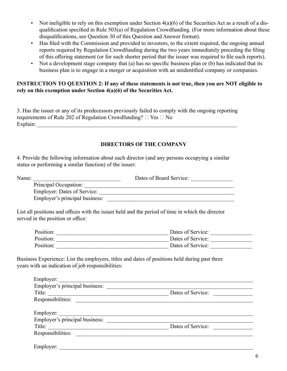 SEC Form 2930 (C) Form Under the Securities Act of 1933, Page 6