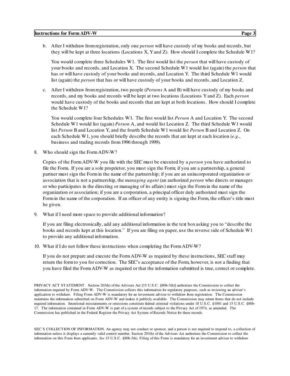 SEC Form 777 (ADV-W) Notice of Withdrawal From Registration as an Investment Adviser, Page 3