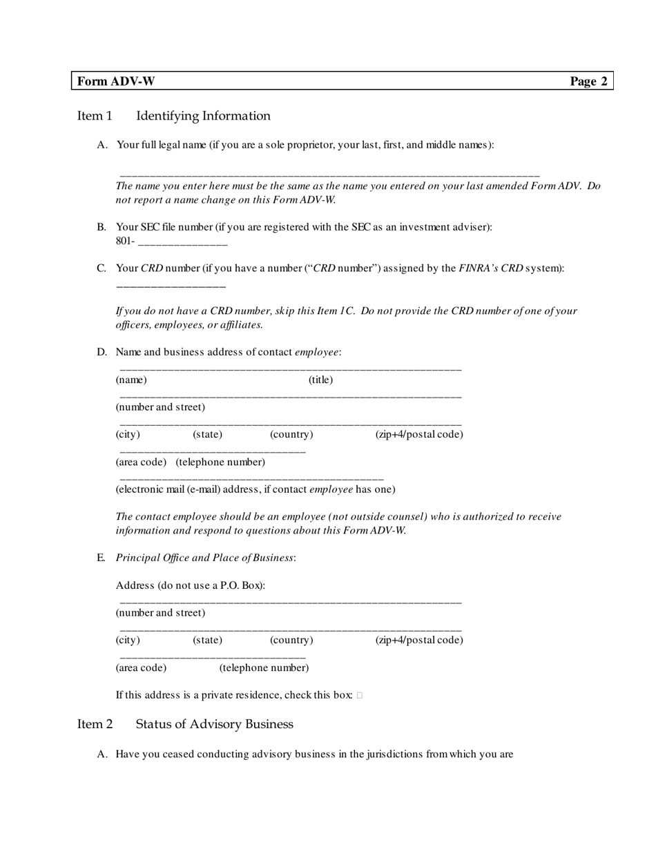 SEC Form 777 (ADV-W) Notice of Withdrawal From Registration as an Investment Adviser, Page 6