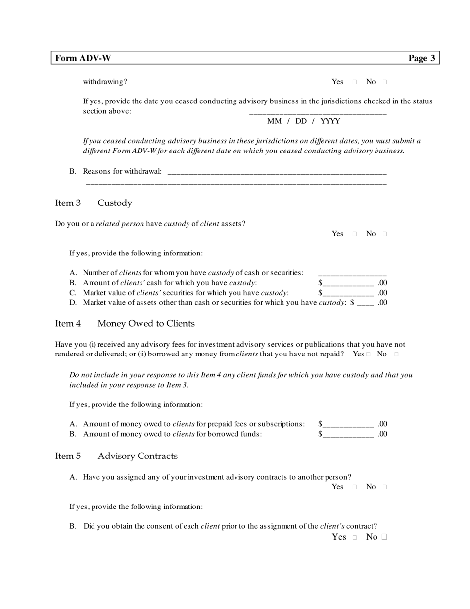 SEC Form 777 (ADV-W) Notice of Withdrawal From Registration as an Investment Adviser, Page 7