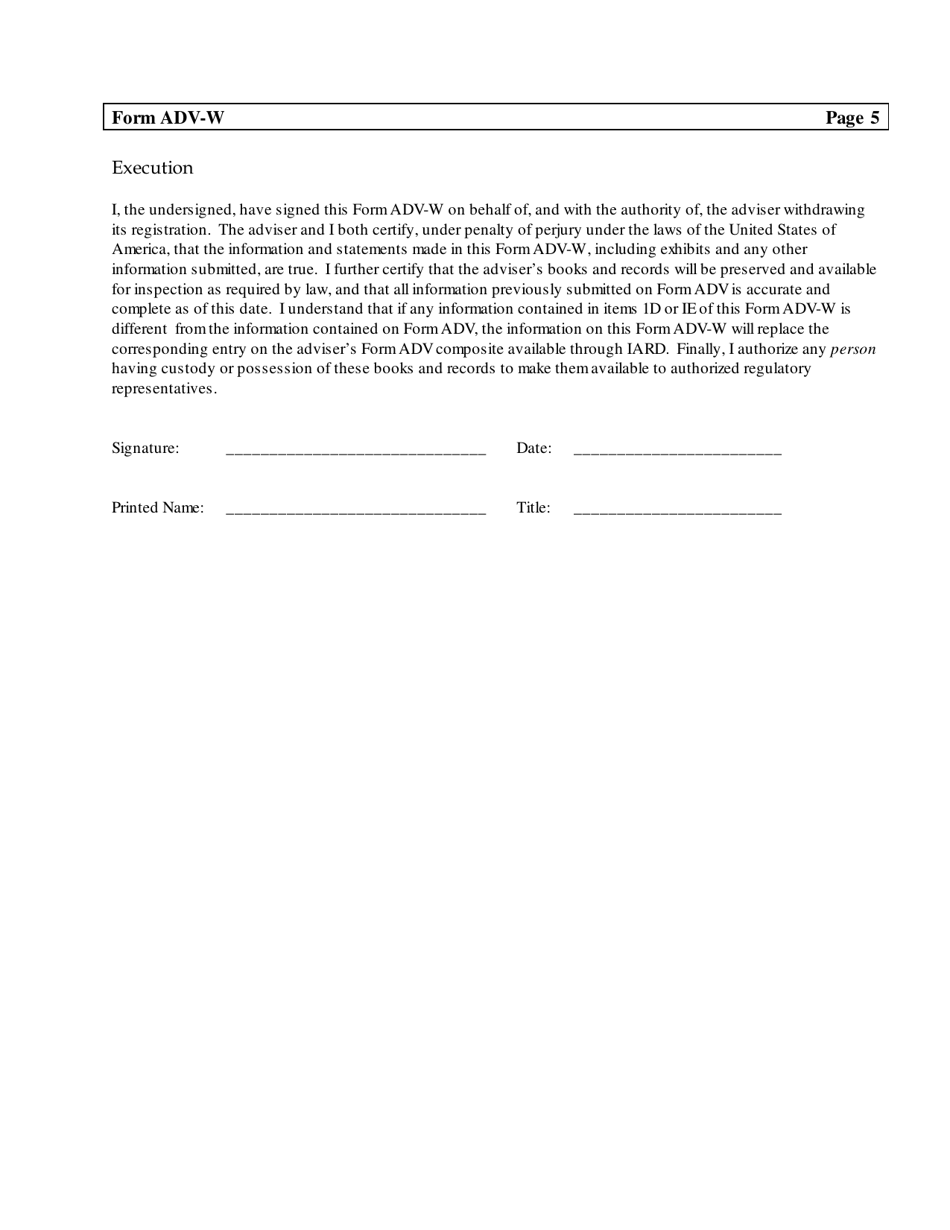 SEC Form 777 (ADV-W) Notice of Withdrawal From Registration as an Investment Adviser, Page 9