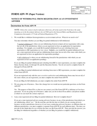 Document preview: SEC Form 777 (ADV-W) Notice of Withdrawal From Registration as an Investment Adviser