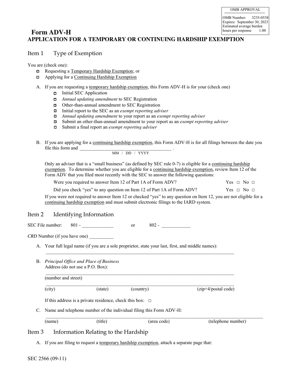 sec-form-2566-adv-h-download-fillable-pdf-or-fill-online-application