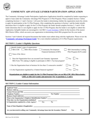 SBA Form 2301 Community Advantage Lender Participation Application