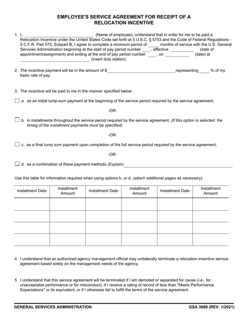 GSA Form 3689  Printable Pdf