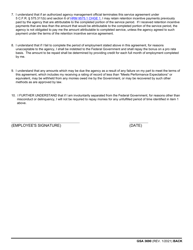 GSA Form 3690 Employee&#039;s Service Agreement for Receipt of a Retention Incentive, Page 2