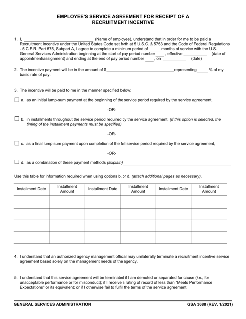 GSA Form 3688  Printable Pdf