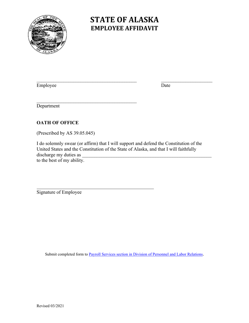 Employee Affidavit - Alaska, Page 1
