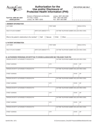 Form BEN043 &quot;Authorization for the Use and/or Disclosure of Protected Health Information (Phi)&quot; - Alaska