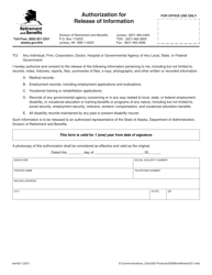 Form BEN021 &quot;Authorization for Release of Information&quot; - Alaska