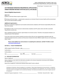 Document preview: Adeq Underground Storage Tank (Ust) Expedited Preapproval Application Form - Arizona