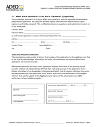 Adeq Underground Storage Tank (Ust) Expedited Preapproval Reimbursement Request Form - Arizona, Page 9