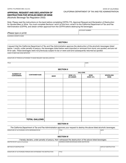 Form CDTFA-775  Printable Pdf