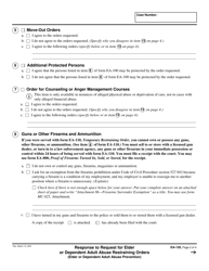 Form EA-120 &quot;Response to Request for Elder or Dependent Adult Abuse Restraining Orders&quot; - California, Page 2