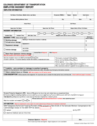 Document preview: CDOT Form 777 Employee Incident Report - Colorado