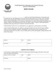 Document preview: Form FDACS-01330 Model Release - Florida